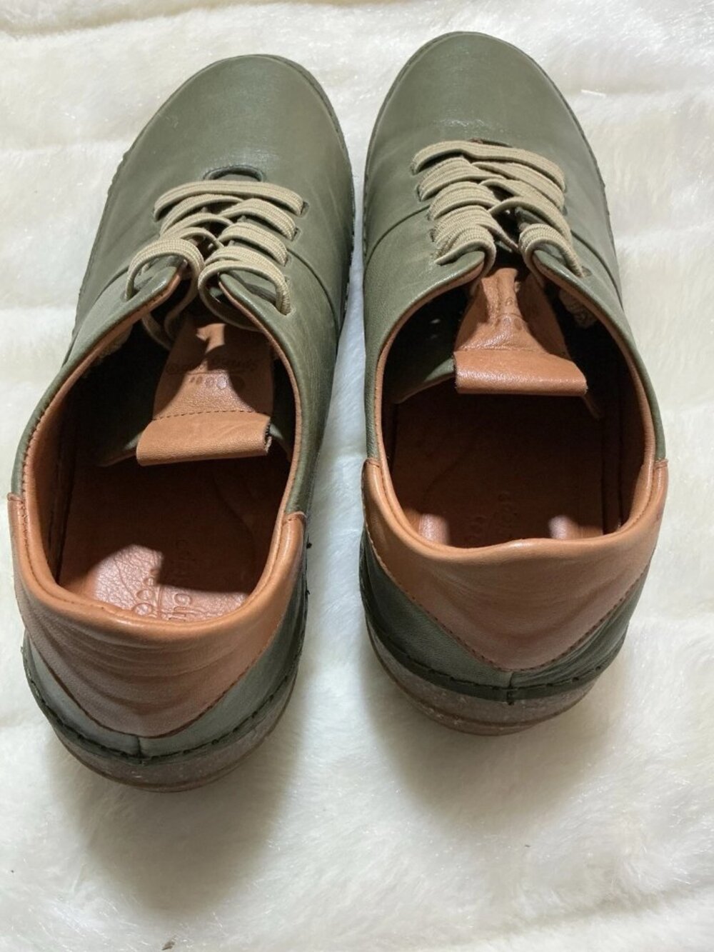 Spring Step Woman’s Olive Green Flat Leather Shoes Size 39